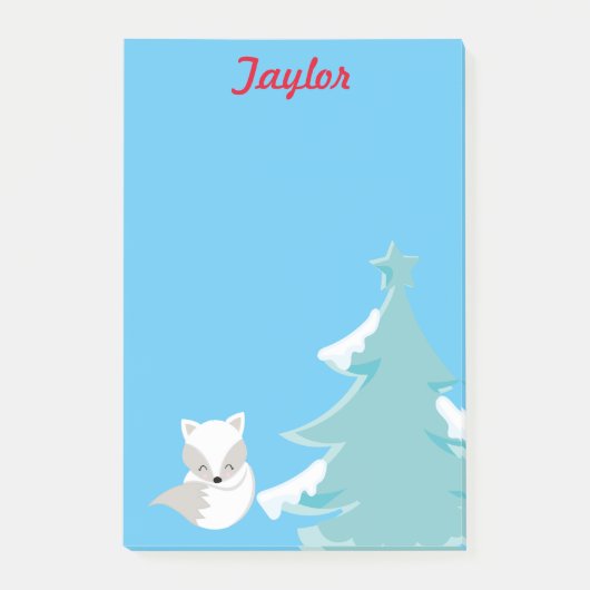 Winterwunderland Weißer Fuchs Post-it Klebezettel (Vorderseite)