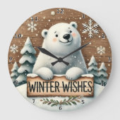 Winterwünsche des Eisbären Große Wanduhr (Vorderseite)