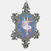 Wintery Blue Ballerina Schneeflocken Zinn-Ornament (Links)