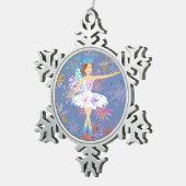 Wintery Blue Ballerina Schneeflocken Zinn-Ornament (Rechts)