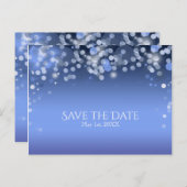 Wintery Blue Lights Winter Wedding Save the Date Ankündigungspostkarte (Vorne/Hinten)