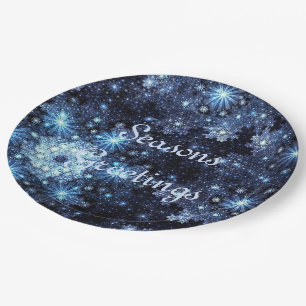 Wintery Blue Snowflake Musterpapier-Teller Pappteller