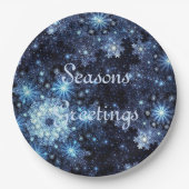 Wintery Blue Snowflake Musterpapier-Teller Pappteller (Vorderseite)
