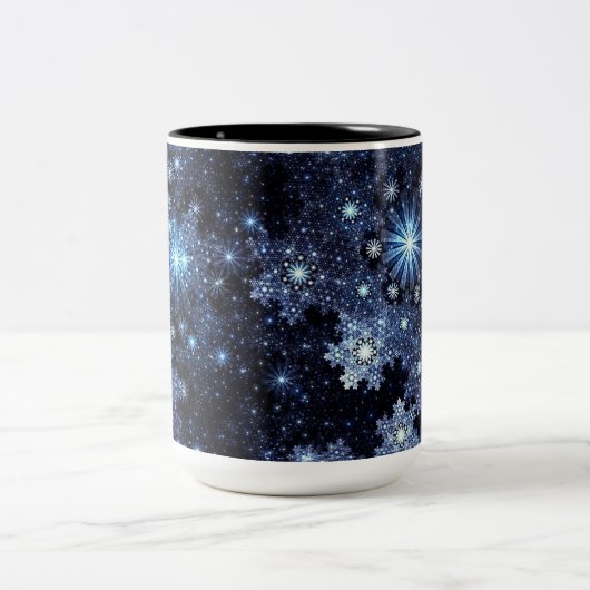 Wintery Blue Snowflake Pattern Tasse (Mittel)