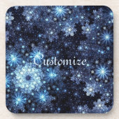Wintery Blue Snowflake Pattern Untersetzer (Vorderseite)