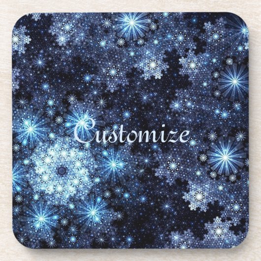Wintery Blue Snowflake Pattern Untersetzer (Vorderseite)