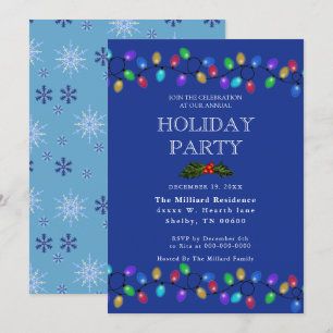 Wintery Blue Snowflake und Lichter Einladung
