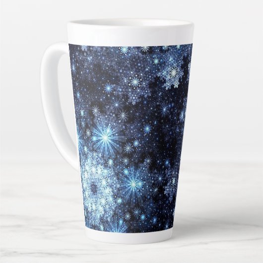 Wintery Blue Snowflakes Milchtasse (Linke Ecke)