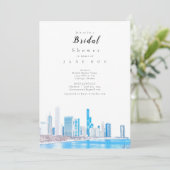 Wintery Chicago Skyline Bridal Shower Einladung (Stehend Vorderseite)