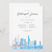 Wintery Chicago Skyline Probe Dinner Einladung (Vorne/Hinten)