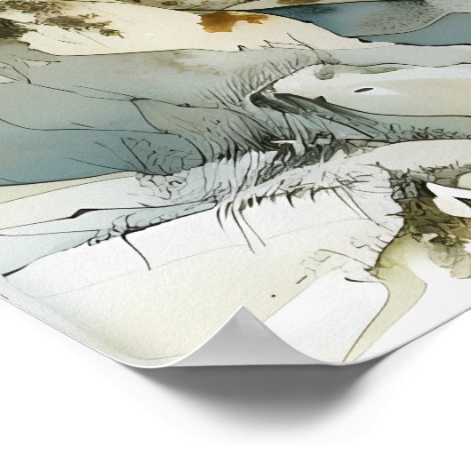 Wintery Cliffside Path mit seltsamen Bäumen Poster (Ecke)