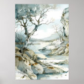 Wintery Cliffside Path mit seltsamen Bäumen Poster (Vorne)