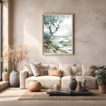 Wintery Cliffside Path mit seltsamen Bäumen