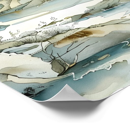 Wintery Cliffside Path mit seltsamen Bäumen Poster (Ecke)