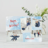 Wintery Collage Holiday Card Einladung (Stehend Vorderseite)