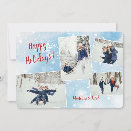 Wintery Collage Holiday Card Einladung (Vorderseite)