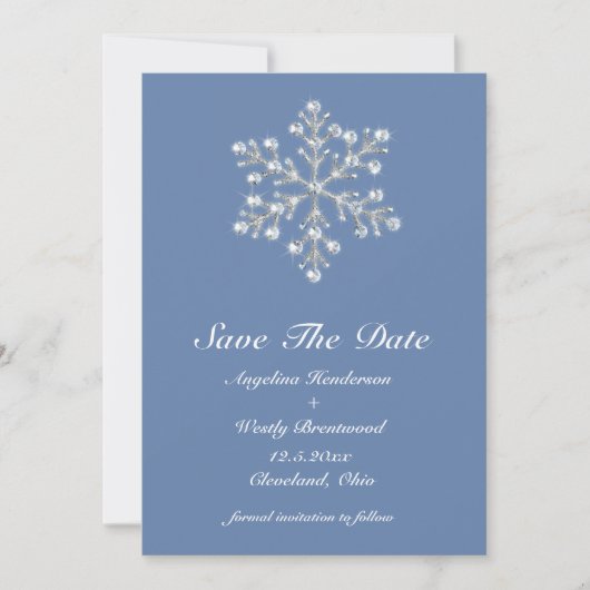 Wintery Crystal Snowflake Save the Date (Vorderseite)