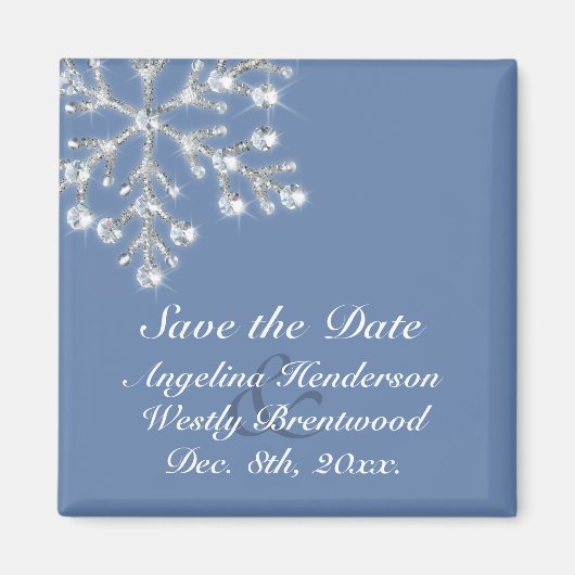 Wintery Crystal Snowflake Speichern Sie das Date M Magnet (Vorne)