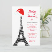Wintery Eiffel Tower Baby Dusche Einladung (Stehend Vorderseite)