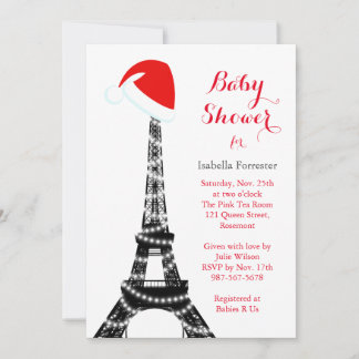 Wintery Eiffel Tower Baby Dusche Einladung