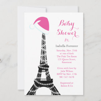 Wintery Eiffel Tower Baby Dusche Einladung