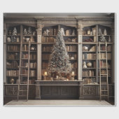 Wintery Elegant Library Geschenkpapier (Flach)