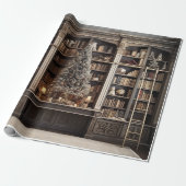Wintery Elegant Library Geschenkpapier (Ungerollt)