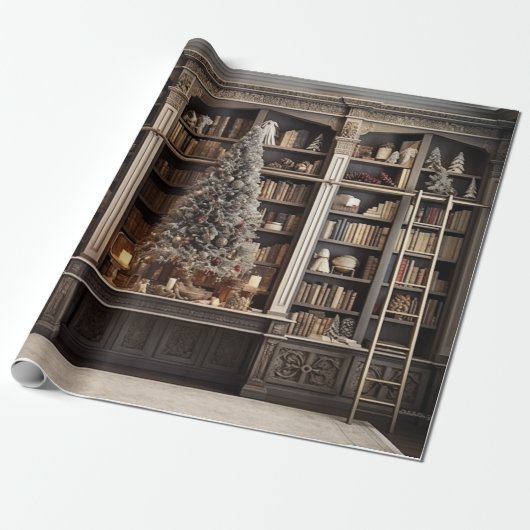 Wintery Elegant Library Geschenkpapier (Ungerollt)