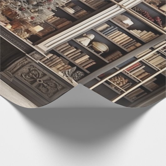 Wintery Elegant Library Geschenkpapier (Ecke)