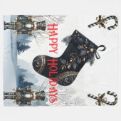 Wintery Gothic Holiday Fleece Blanket (Vorderseite (Horizontal))