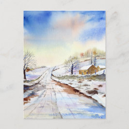 Wintery Lane Wasserfarbenwelt Landschaftsbild Male Postkarte