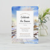 Wintery Lane Watercolor Holiday Saison Einladung (Stehend Vorderseite)