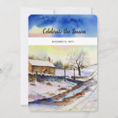 Wintery Lane Watercolor Holiday Saison Einladung (Rückseite)