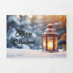 Wintery Lantern Merry Christmas Card Dreifach Gefaltete Urlaubskarte