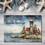Wintery Lighthouse Weihnachten Weihnachten<br><div class="desc">Feiern Sie die Saison mit unserer Wintery Lighthouse Weihnachtskarte. Das Aquarelldesign erweckt den Charme einer Leuchtturmszene im Winter und strahlt Wärme und Nostalgie aus. Schicken Sie Ihre Wünsche inmitten der ruhigen Schönheit der Schneeflocken und Lichter. Freuen Sie sich auf die schöne Karte, mit der Sie Ihren Lieben den Feiertagsjubeln vermitteln...</div>