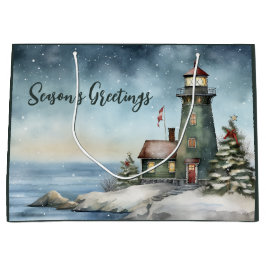 Wintery Lighthouse Weihnachten Weihnachten Große Geschenktüte