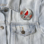 Wintery Red Kardinal Bird Button (Beispiel)