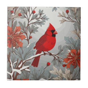 Wintery Red Kardinal Bird Fliese