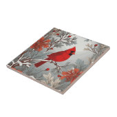 Wintery Red Kardinal Bird Fliese (Seite)