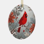 Wintery Red Kardinal Bird Keramik Ornament (Rechts)