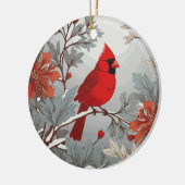 Wintery Red Kardinal Bird Keramik Ornament (Links)