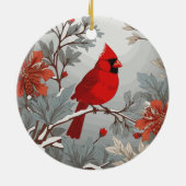 Wintery Red Kardinal Bird Keramik Ornament (Hinten)