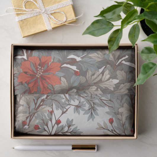 Wintery Red Kardinal Bird Seidenpapier (Geschenk)