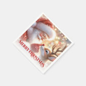 Wintery Santa Rudolph Christmas Party Napkins Serviette (Ecke)