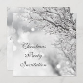 Wintery Scene & Bokeh Weihnachts-Party Einladung (Vorne/Hinten)