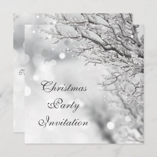 Wintery Scene & Bokeh Weihnachts-Party Einladung (Vorne/Hinten)