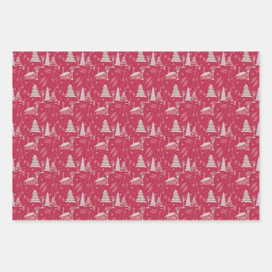 Wintery Schneeschuh Flachwrap (3 Blätter) Wrapping Geschenkpapier Set (Vorderseite 2)