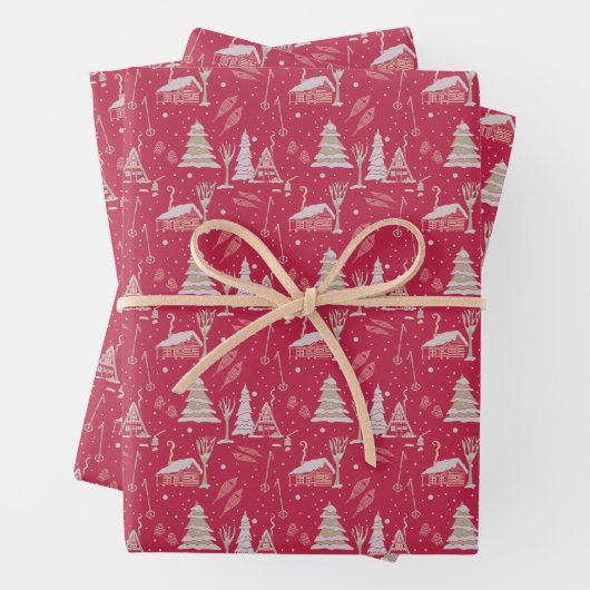Wintery Schneeschuh Flachwrap (3 Blätter) Wrapping Geschenkpapier Set (Beispiel)