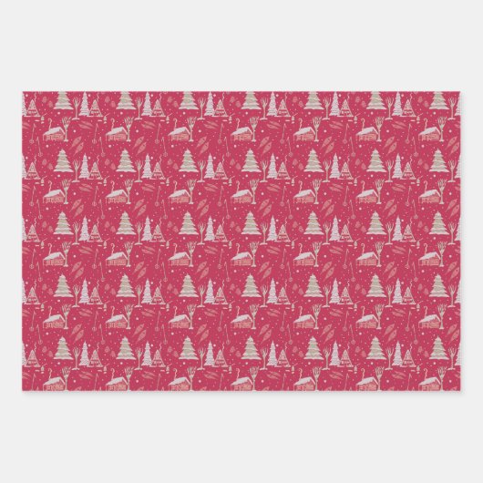 Wintery Schneeschuh Flachwrap (3 Blätter) Wrapping Geschenkpapier Set (Vorderseite)