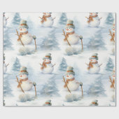 Wintery Snowman Wrapping Paper Geschenkpapier (Flach)